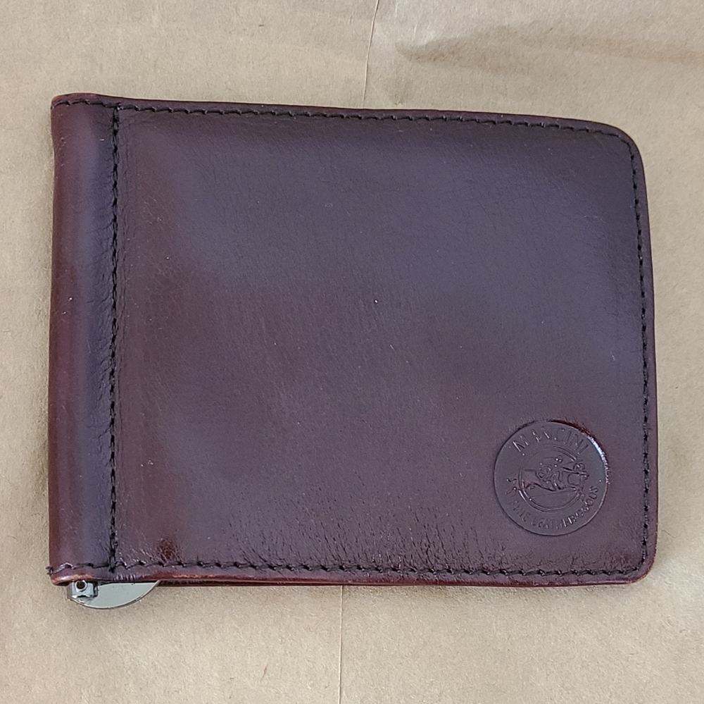 Brown Leather Money Clip with Classic Design
